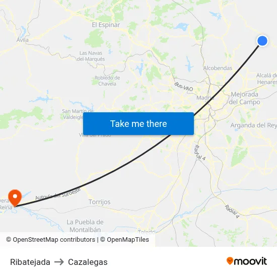 Ribatejada to Cazalegas map