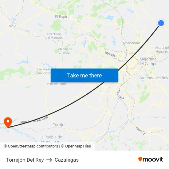Torrejón Del Rey to Cazalegas map