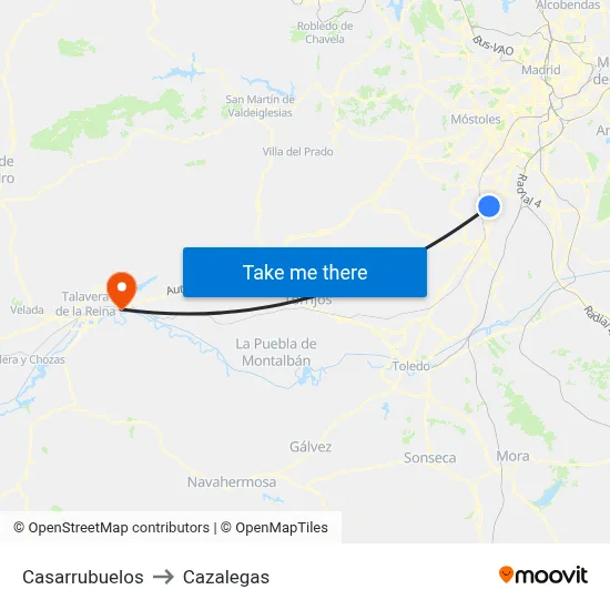 Casarrubuelos to Cazalegas map