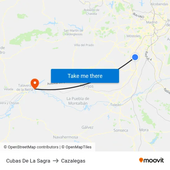 Cubas De La Sagra to Cazalegas map