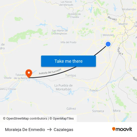 Moraleja De Enmedio to Cazalegas map