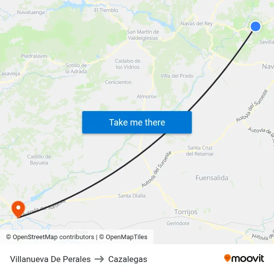 Villanueva De Perales to Cazalegas map