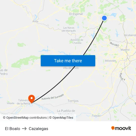 El Boalo to Cazalegas map