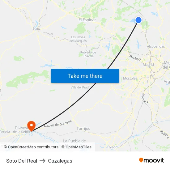 Soto Del Real to Cazalegas map