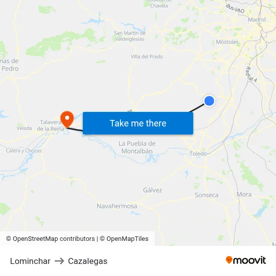 Lominchar to Cazalegas map