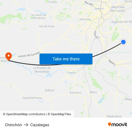 Chinchón to Cazalegas map
