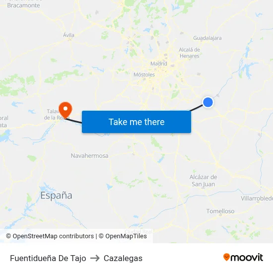 Fuentidueña De Tajo to Cazalegas map