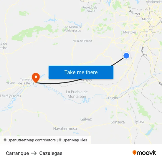 Carranque to Cazalegas map