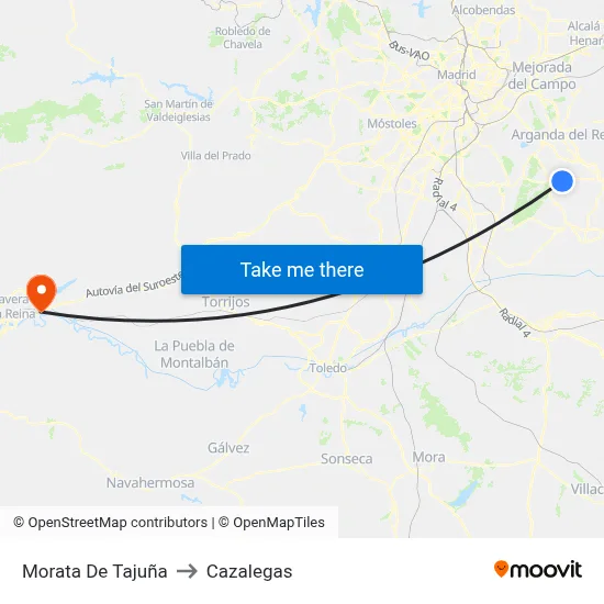 Morata De Tajuña to Cazalegas map
