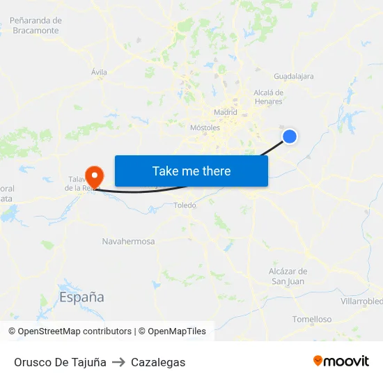 Orusco De Tajuña to Cazalegas map