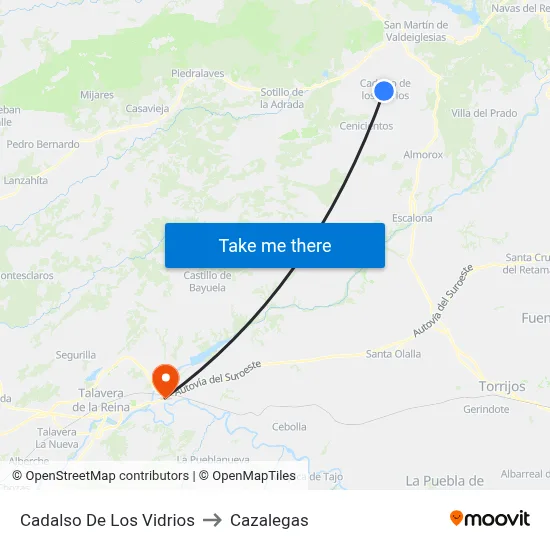 Cadalso De Los Vidrios to Cazalegas map