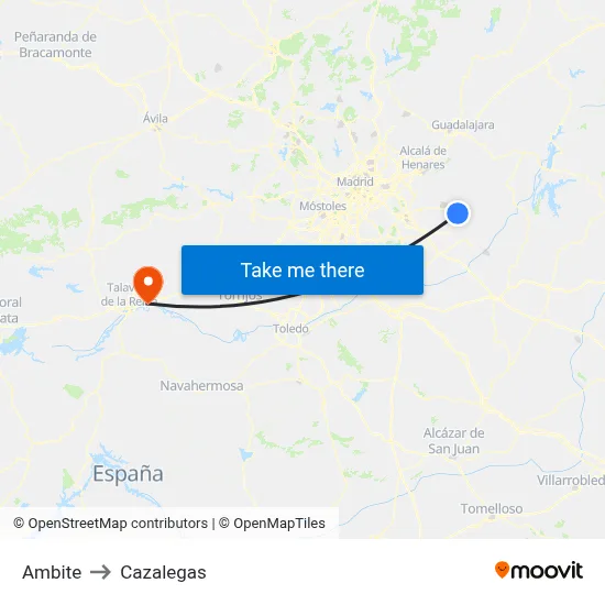 Ambite to Cazalegas map