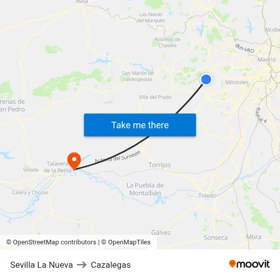 Sevilla La Nueva to Cazalegas map