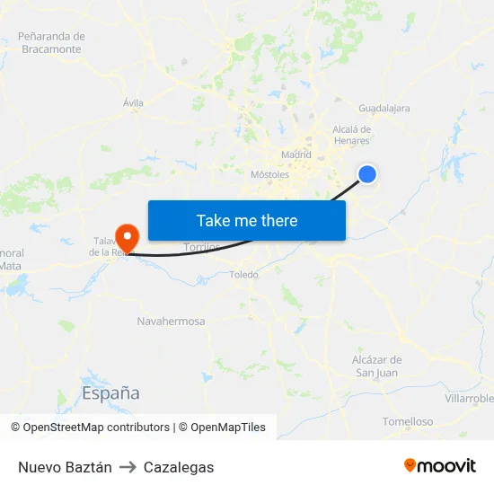 Nuevo Baztán to Cazalegas map