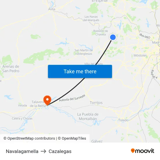 Navalagamella to Cazalegas map