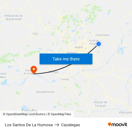 Los Santos De La Humosa to Cazalegas map