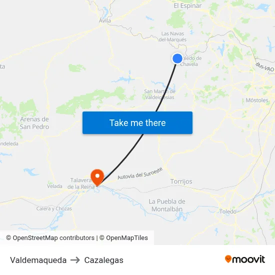 Valdemaqueda to Cazalegas map
