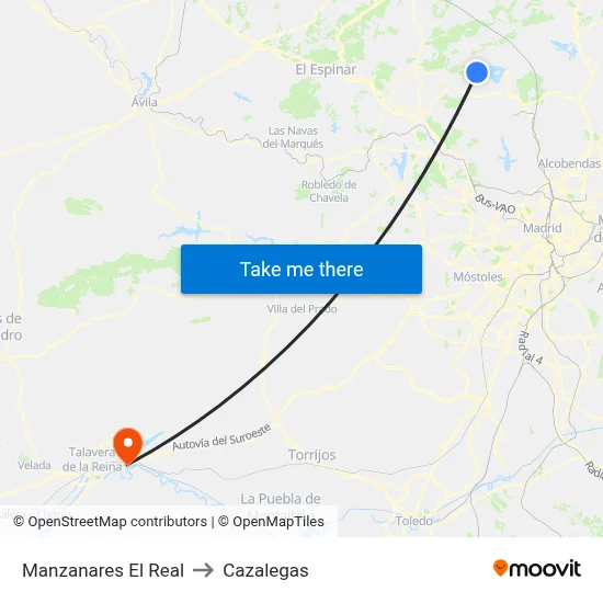 Manzanares El Real to Cazalegas map