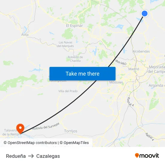 Redueña to Cazalegas map