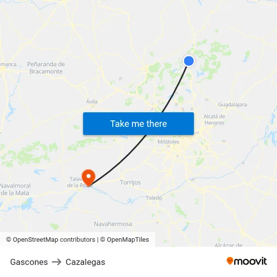 Gascones to Cazalegas map