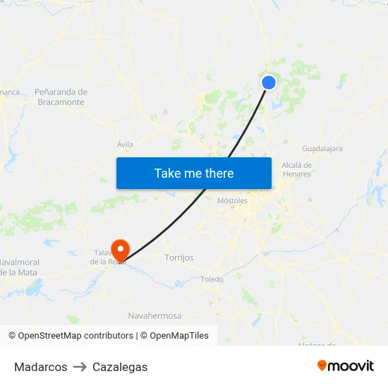 Madarcos to Cazalegas map