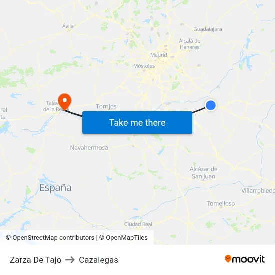 Zarza De Tajo to Cazalegas map