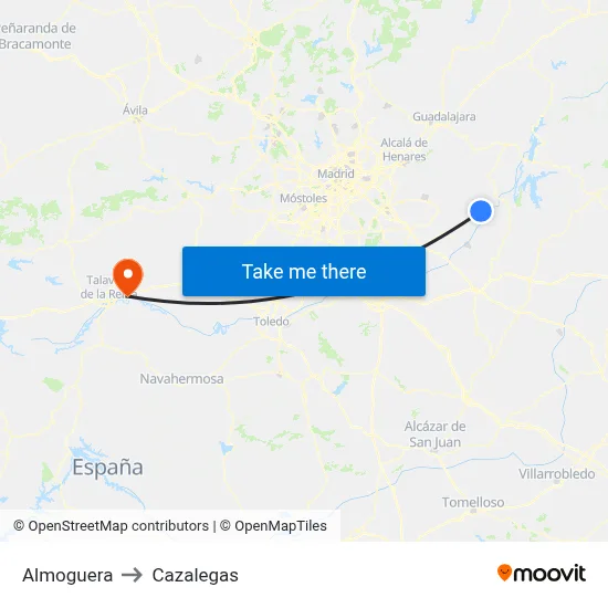Almoguera to Cazalegas map