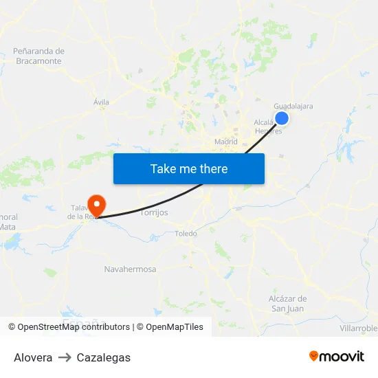 Alovera to Cazalegas map