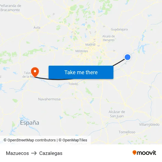 Mazuecos to Cazalegas map