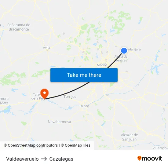 Valdeaveruelo to Cazalegas map
