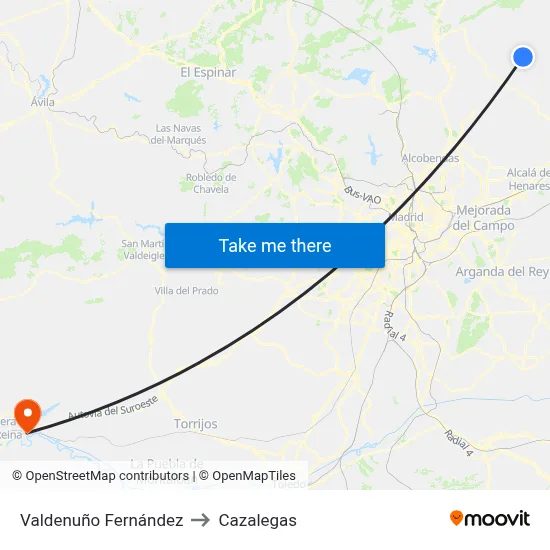 Valdenuño Fernández to Cazalegas map