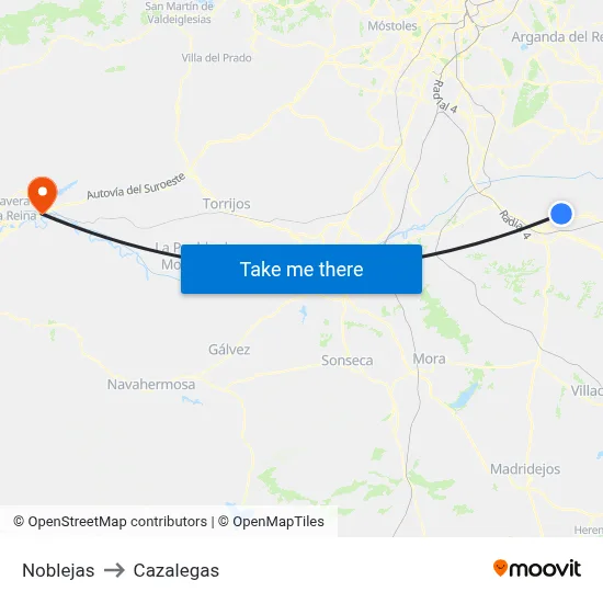 Noblejas to Cazalegas map