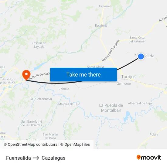 Fuensalida to Cazalegas map