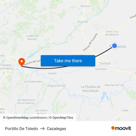 Portillo De Toledo to Cazalegas map