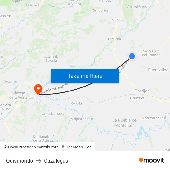Quismondo to Cazalegas map