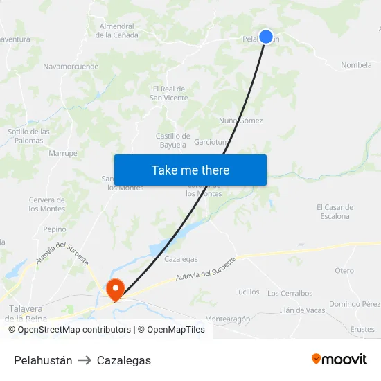 Pelahustán to Cazalegas map