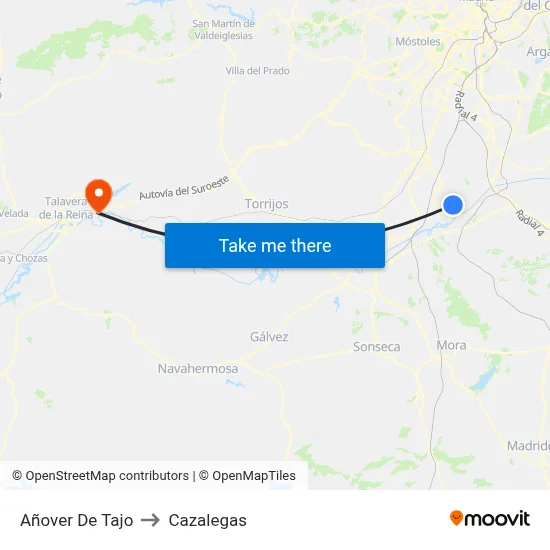 Añover De Tajo to Cazalegas map