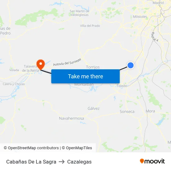 Cabañas De La Sagra to Cazalegas map