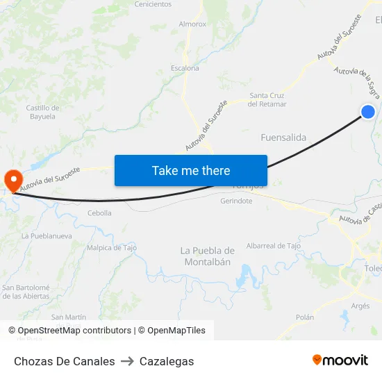 Chozas De Canales to Cazalegas map