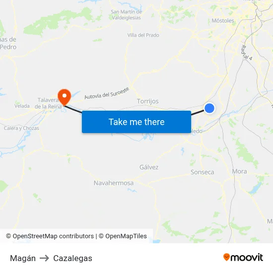 Magán to Cazalegas map
