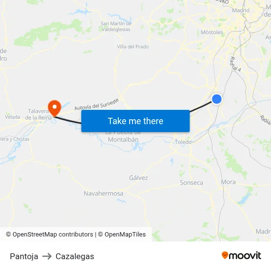 Pantoja to Cazalegas map