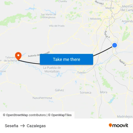 Seseña to Cazalegas map