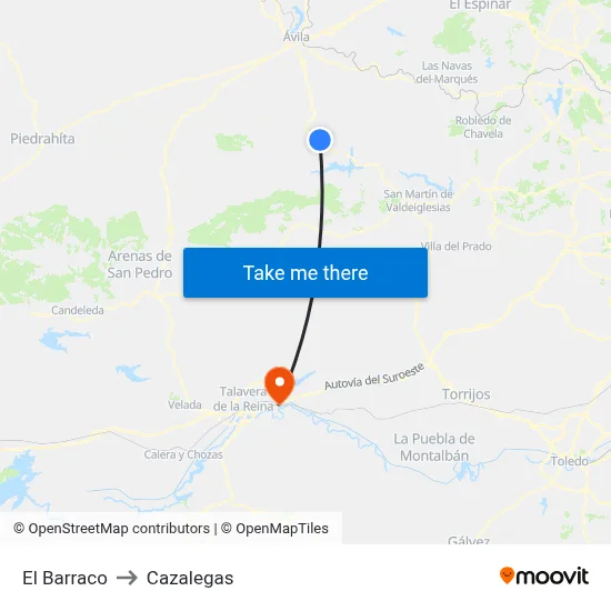 El Barraco to Cazalegas map