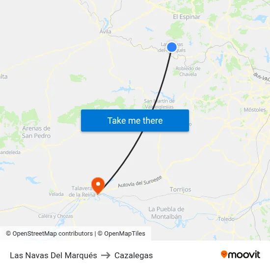Las Navas Del Marqués to Cazalegas map