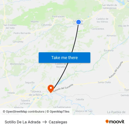 Sotillo De La Adrada to Cazalegas map