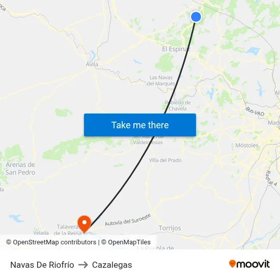 Navas De Riofrío to Cazalegas map