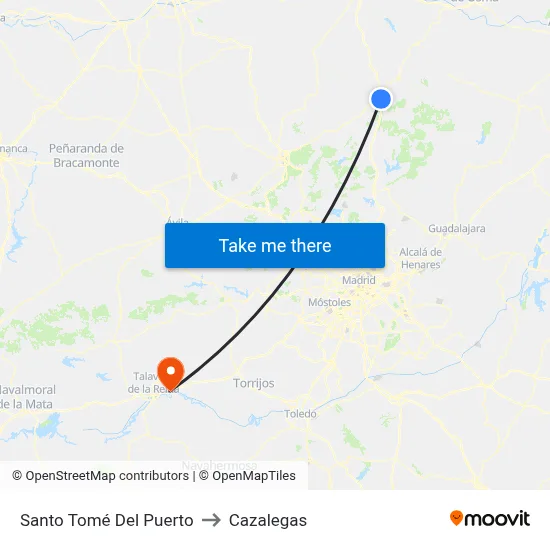 Santo Tomé Del Puerto to Cazalegas map