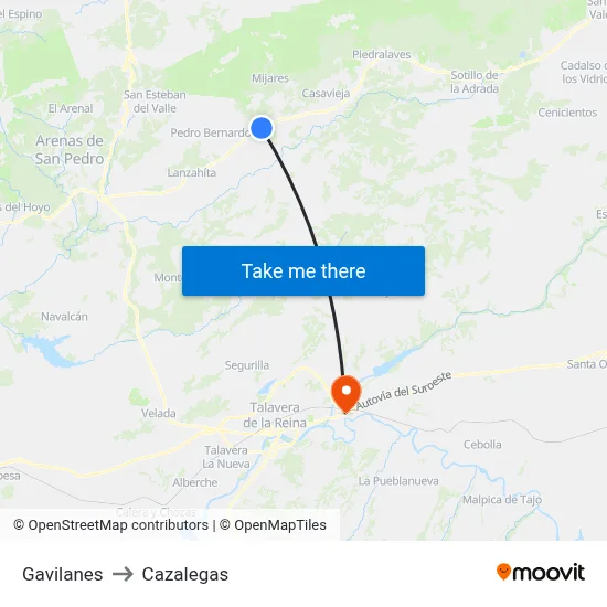 Gavilanes to Cazalegas map