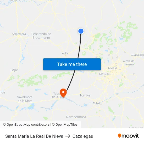 Santa María La Real De Nieva to Cazalegas map