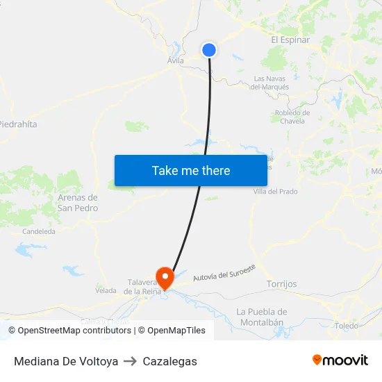 Mediana De Voltoya to Cazalegas map